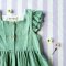 BUTTONS FRONT FLUTTER SLEEVES DRESS 100% COTTON MINT GREEN