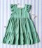 BUTTONS FRONT FLUTTER SLEEVES DRESS 100% COTTON MINT GREEN
