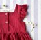 BUTTONS FRONT FLUTTER SLEEVES DRESS 100% COTTON SOFT MAROON