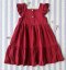 BUTTONS FRONT FLUTTER SLEEVES DRESS 100% COTTON SOFT MAROON
