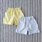 2 PACK BOYS & GIRLS ELASTIC WAISTBAND SHORTS  / 100% COTTON YELLOW+GINGHAM*PREORDER SHIP OUT 23 FEB