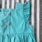 BUTTONS FRONT FLUTTER SLEEVE DRESS 100% COTTON TEAL BLUE *PREORDER SHIP OUT 23 FEB