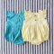 2 PACK BUTTONS BACK ROMPER  100% COTTON TEAL BLUE + YELLOW *PREORDER SHIP OUT 23 FEB