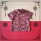 BOYS & GIRLS MANDARIN COLLAR SHIRTS CRIMSON THAI ELEPHANT / 100% PRINTED COTTON