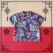 BOYS & GIRLS MANDARIN COLLAR SHIRTS PEONY BLUE / 100% PRINTED COTTON