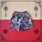 BOYS & GIRLS PEONY BLUE ELASTIC WAISTBAND SHORTS  / 100% PRINTED COTTON