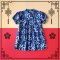 MANDARIN COLLAR BUTTONS BACK PUFF SLEEVE DRESS 100% PRINTED COTTON BLUE DRAGON *PRE-ORDER SHIP OUT 5 JAN 2025