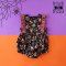 BUTTONS BACK FLUTTER SLEEVES ROMPER HALLOWEEN BLACK CHERRIES 100% PRINTED COTTON*PRE-ORDER SHIP OUT 24 SEPTEMBER