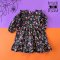 BUTTONS BACK LONG SLEEVES DRESS HALLOWEEN BLACK CHERRIES 100% PRINTED COTTON*PRE-ORDER SHIP OUT 24 SEPTEMBER