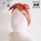KIDS & ADULTS HEADBAND ELASTIC ROUND  HALLOWEEN DRACULA ORANGE 100% PRINTED COTTON