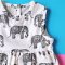 BUTTONS BACK THAI ELEPHANTS WHITE ROMPER 100% PRINTED COTTON