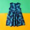 BUTTONS BACK DRESS PINEAPPLES DARK BLUE 100% PRINTED COTTON