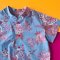 BOYS&GIRLS LOOSE FIT OVERSIZE BLUE BLOSSOM SHIRTS / 100% PRINTED COTTON