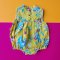 BUTTONS BACK YELLOW BIRDS ROMPER% PRINTED COTTON