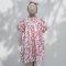 BUTTONS BACK PUFF SLEEVES ELBOW LENGTH WHITE CHERRY BLOSSOM DRESS 100% PRINTED COTTON