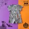 BOYS & GIRLS BUTTONS FRONT SPOOKY DARK GREY ROMPER 100% PRINTED COTTON