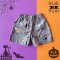 BOYS & GIRLS ELASTIC WAISTBAND SPOOKY DARK GREY SHORTS / 100% PRINTED COTTON