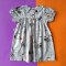 BUTTONS BACK SPOOKY GREY DRESS 100% PRINTED COTTON