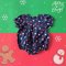 BUTTONS BACK PUFF SLEEVES ROMPER DARK BLUE STRAWBERRY  100% PRINTED COTTON*PRE-ORDER SHIP OUT 17 NOVEMBER