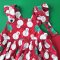 GIRLS XMAS RED SNOWMAN PINAFORE DRESS 100%PRINTED COTTON