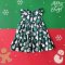 BUTTONS FRONT FLUTTER SLEEVE DRESS GREEN SNOWMAN100% PRINTED COTTON