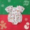 BACK TO FRONT WHITE XMAS PUFF SLEEVES ROMPER 100% PRINTED COTTON