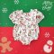 BACK TO FRONT WHITE XMAS PUFF SLEEVES ROMPER 100% PRINTED COTTON