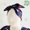 KIDS & ADULTS HEADBAND ELASTIC BACK DARK BLUE STRAWBERRY100% PRINTED COTTON*PRE-ORDER SHIP OUT 17 NOVEMBER