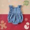 BACK TO FRONT BLUE DOT FLUTTER SLEEVE ROMPER 100% WOVEN COTTON*PRE-ORDER SHIP OUT 24 NOVEMBER