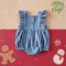 BACK TO FRONT BLUE DOT FLUTTER SLEEVE ROMPER 100% WOVEN COTTON*PRE-ORDER SHIP OUT 24 NOVEMBER