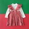 GIRLS XMAS RED DOT PINAFORE DRESS 100% WOVEN COTTON