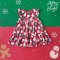 BUTTONS FRONT FLUTTER SLEEVE DRESS RED SNOWMAN100% PRINTED COTTON