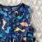 BUTTONS BACK NAVY BLUE DINO ROMPER 100% PRINTED COTTON*HEADBAND NOT INCLUDED