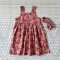 BUTTONS FRONT DRESS THAI ELEPHANTS MAROON 100% PRINTED COTTON*HEADBAND NOT INCLUDED