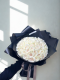50 White English Roses Black Wrapping