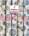 Floral-print cotton fabric with line-art style