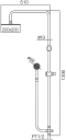 WS-8084S ชุดฝักบัวอาบน้ำ คอ L หัวฝักบัว 8 นิ้ว แบบสี่เหลี่ยม