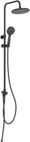 KRS-039-000-55 ชุดฝักบัว Rain Shower พร้อมที่สลับทางน้ำ (Diverter) และฝักบัวสายอ่อนปรับน้ำ 3 ระดับ และสายข้อต่อเข้าก๊อก สีดำ (ไม่รวมก๊อกน้ำ)