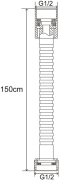RA HOSE-150-BLK สายฝักบัวสแตนเลส ดำ ขนาด 150 ซม.
