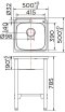 KK-02-010H-63 ชุดอ่างซิงค์ แบบ 1 หลุมไม่มีที่พัก+ชุดขาตั้ง SUS304 หนา 0.6 พร้อมท่อน้ำทิ้ง+คลิปล๊อค 500x500x860 มม