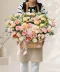 ช่อดอกไม้แสดงความยินดีขนาดใหญ่สีชมพูในตะกร้าสวยๆ FW009-Pink