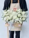 ช่อดอกไม้โทนสีขาวสวยๆ FW019 ตะกร้าดอกไม้สีขาว แจกันดอกไม้แสดงความยินดี