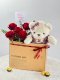 LOVE021 กล่องดอกกุหลาบ 5 ดอก และต้าวหมี