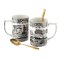 Spode Black Italian Mugs with Spoons Set of 2