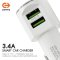 COMMY SMART ที่ชาร์จไฟในรถยนต์ Dual USB Car Charger 3.4A + Lightning Cable ,Micro Cable