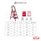 BARCO บันไดเหล็กกล้ามีราวจับ รุ่นน้ำหนักเบา 3 ขั้น สีแดง