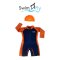 ชุดว่ายน้ำรักษาอุณหภูมิ แบบแขนยาว+หมวกว่ายน้ำลาย Graphic/ Navy-Orange