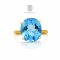 18K YELLOW GOLD ROUND AFRICAN BLUE TOPAZ RING