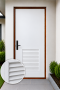 ประตูupvc ภายนอก สีขาว-บานเรียบ เจาะเกล็ดครึ่งบาน