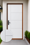 ประตูupvc ภายนอก สีขาว-บานเรียบ 1เส้นตรง+3เส้นนอน 2600฿